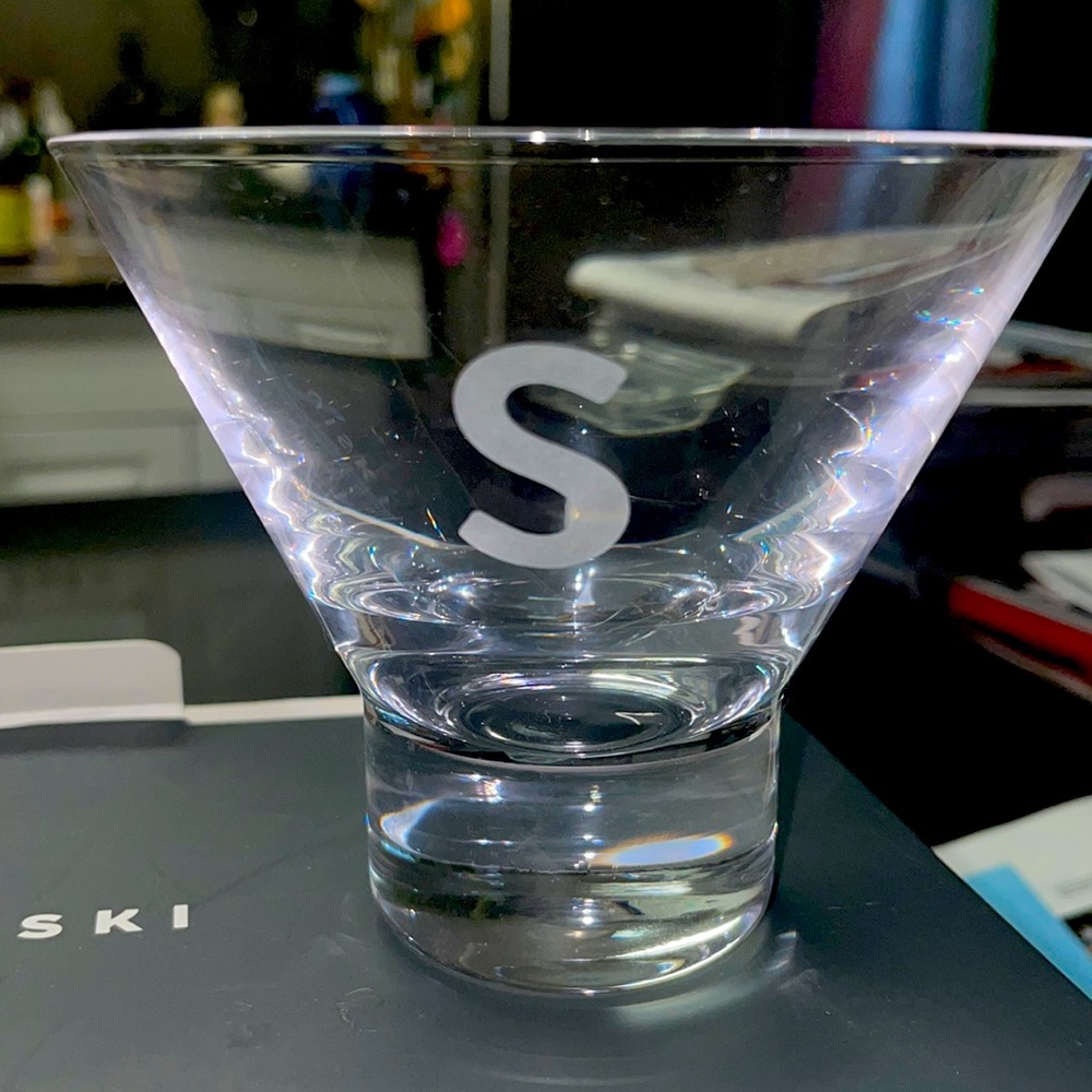 Monogram 2 Martini Glasses.   The letter S